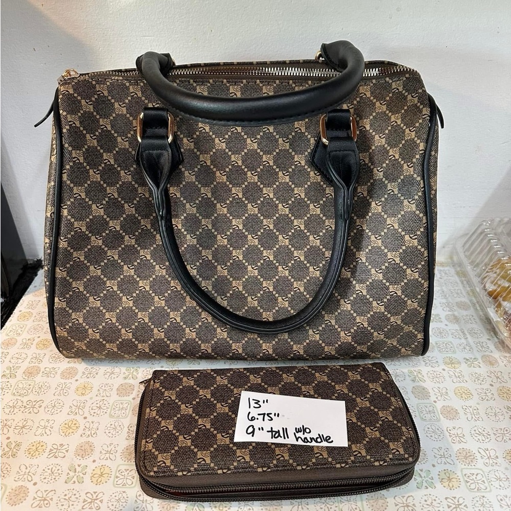 Stylish Brown Patterned Women’s Bag Set